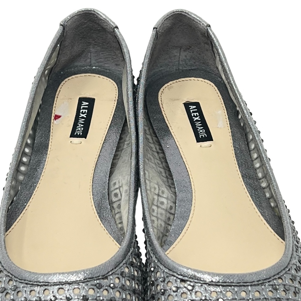 Alex Marie women's Witney Hot Fix metallic silver rhinestone flats size 6 - Picture 7 of 11